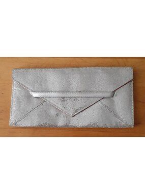 Victorias Secret Cocktail Clutch Purse Silver Shimmer Formal  Wedding 10" x 5"